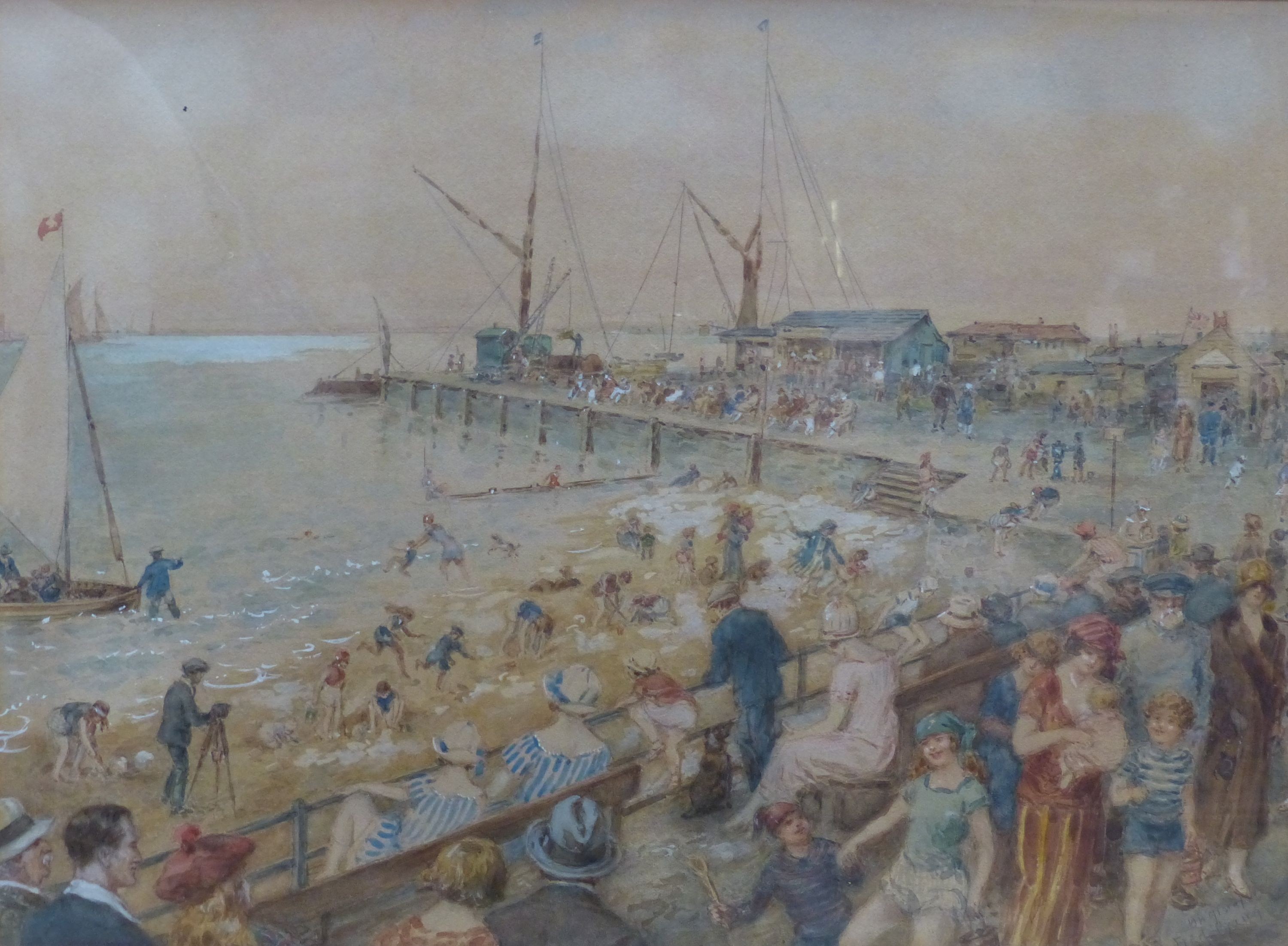 Fred Grey, watercolour, Lively British seafront Regatta, signed in pencil, 26 x 36cm